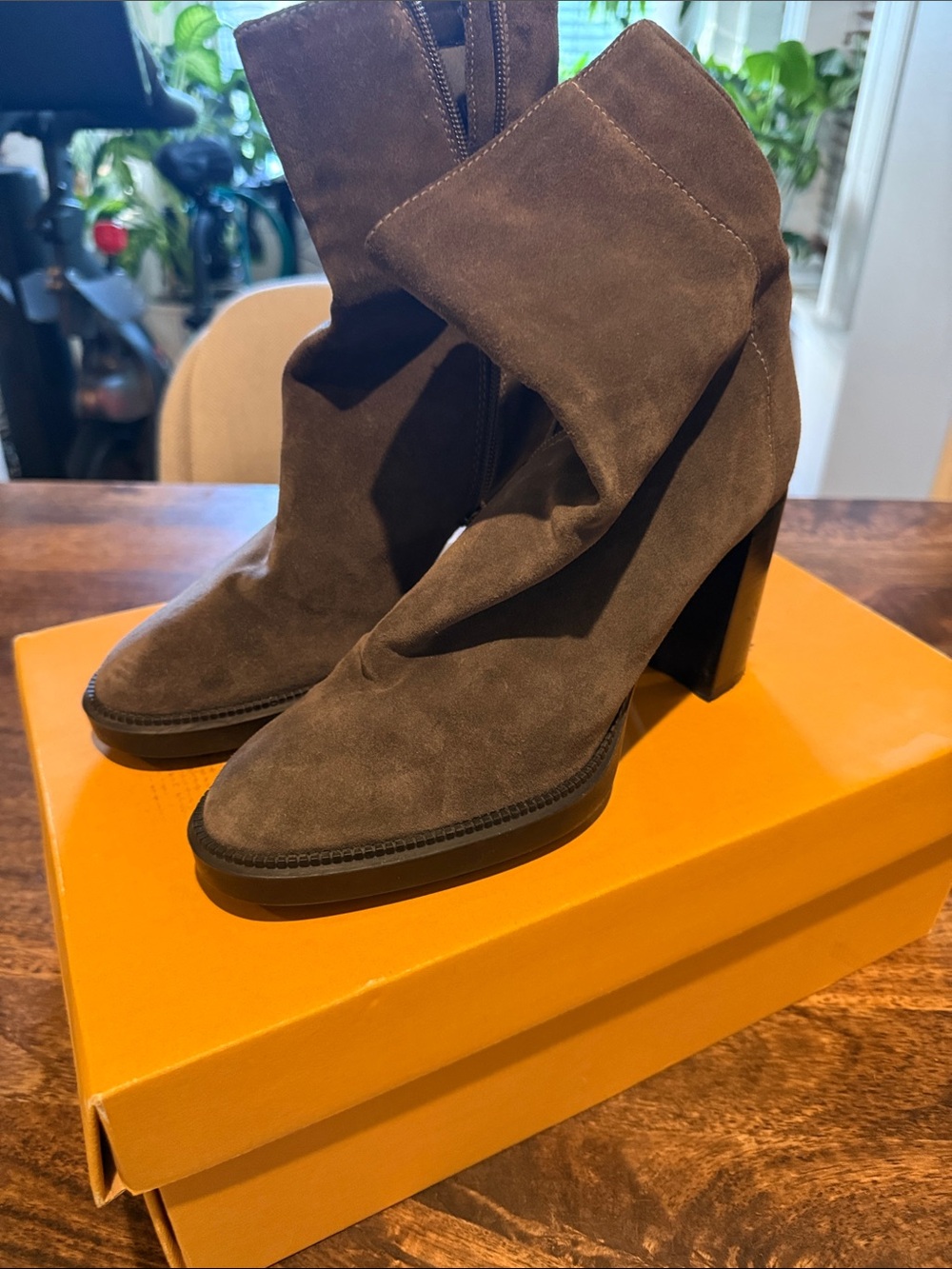 Aquatalia Grey Suede High-Heel Ankle Boots
